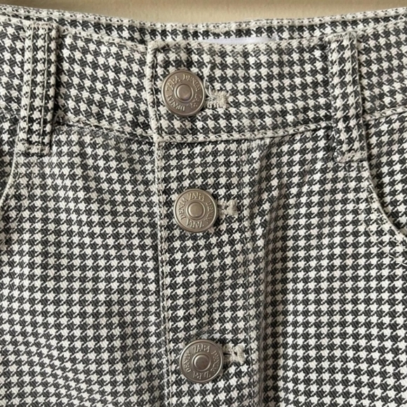 Zara Micro Houndstooth Black White Button Down Front Denim Mini Skirt Women's M - Picture 3 of 9